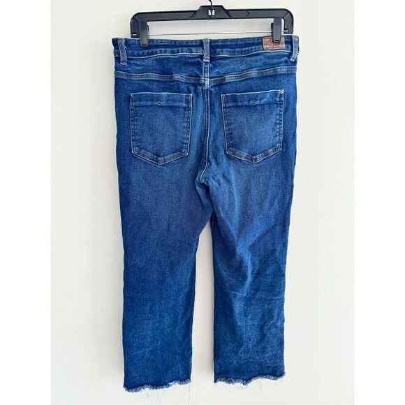 Zara Dark Denim Raw Hem Straight Ankle Length Jeans, Women’s Size 10 - Picture 7 of 11